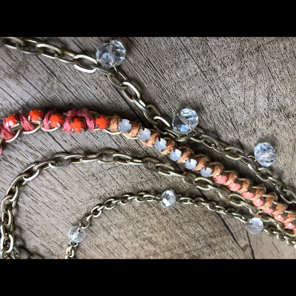 Tiered metal/stone/color wrap necklace - Picture 3 of 4